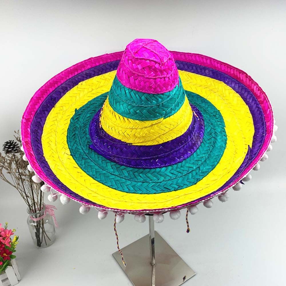 Bucket Hat Straw - Широкополая мексиканская шляпа для вечеринок, натуральная